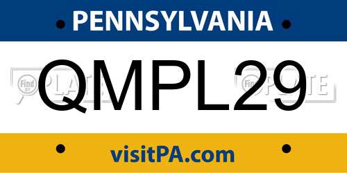 QMPL29 Pennsylvania License Plate