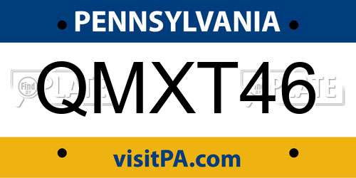 QMXT46 Pennsylvania License Plate