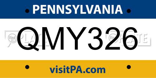 QMY326 Pennsylvania License Plate