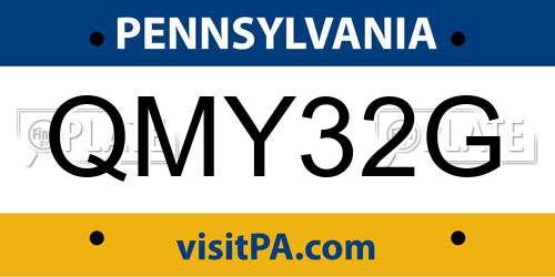 QMY32G Pennsylvania License Plate