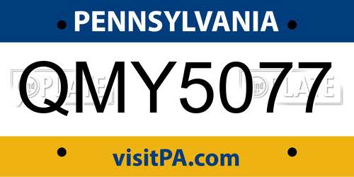 QMY5077 Pennsylvania License Plate