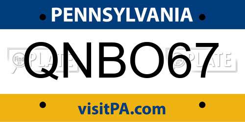 QNBO67 Pennsylvania License Plate