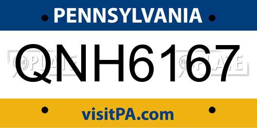 QNH6167 Pennsylvania License Plate