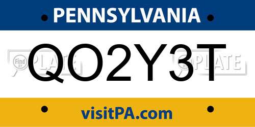 QO2Y3T Pennsylvania License Plate