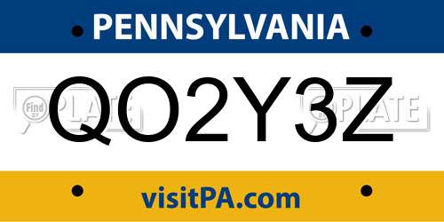 QO2Y3Z Pennsylvania License Plate