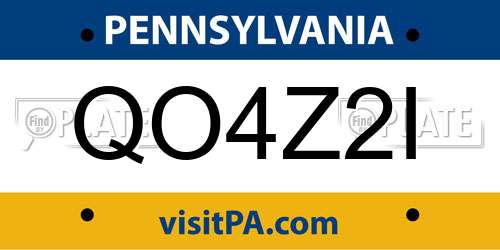QO4Z2I Pennsylvania License Plate