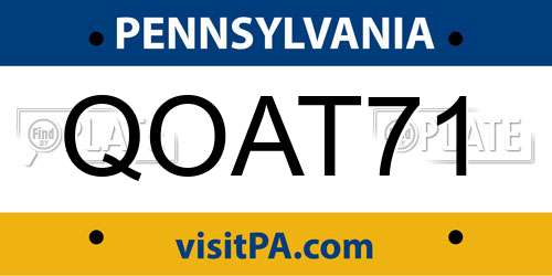 QOAT71 Pennsylvania License Plate