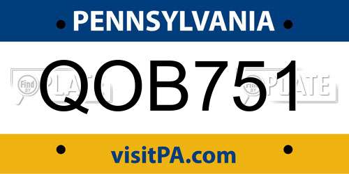 QOB751 Pennsylvania License Plate