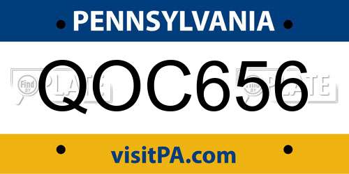QOC656 Pennsylvania License Plate