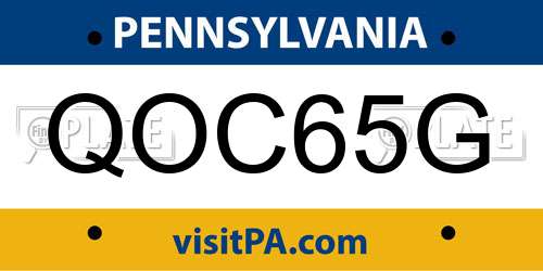 QOC65G Pennsylvania License Plate