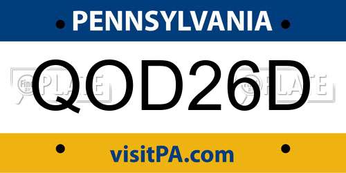 QOD26D Pennsylvania License Plate