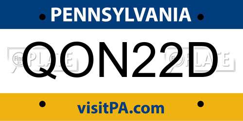 QON22D Pennsylvania License Plate