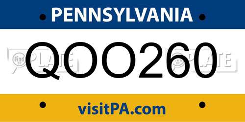 QOO260 Pennsylvania License Plate