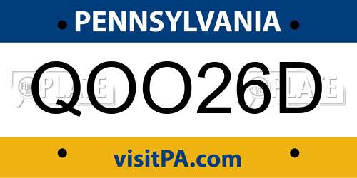 QOO26D Pennsylvania License Plate
