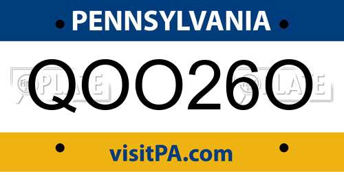 QOO26O Pennsylvania License Plate