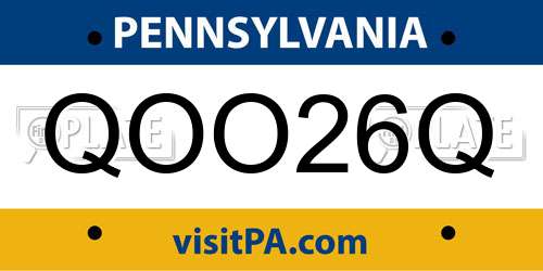 QOO26Q Pennsylvania License Plate