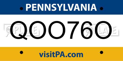 QOO76O Pennsylvania License Plate