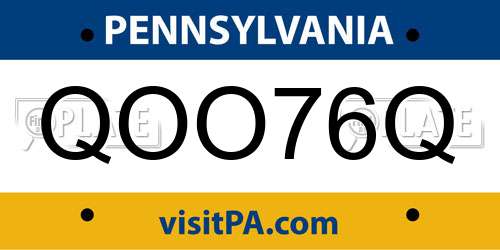 QOO76Q Pennsylvania License Plate