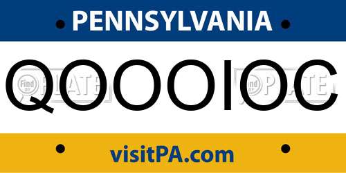 QOOOIOC Pennsylvania License Plate