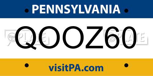 QOOZ60 Pennsylvania License Plate