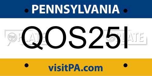 QOS25I Pennsylvania License Plate