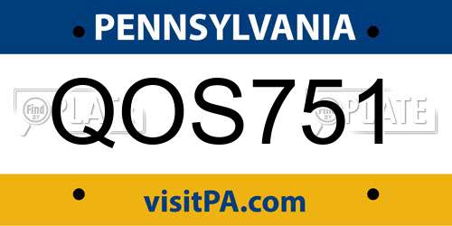 QOS751 Pennsylvania License Plate