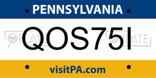 QOS75I Pennsylvania License Plate
