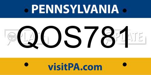 QOS781 Pennsylvania License Plate