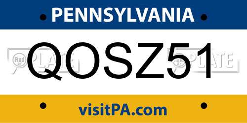 QOSZ51 Pennsylvania License Plate