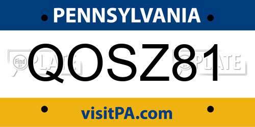 QOSZ81 Pennsylvania License Plate