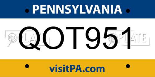 QOT951 Pennsylvania License Plate