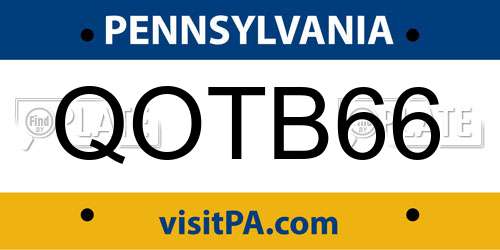 QOTB66 Pennsylvania License Plate