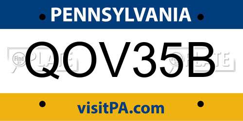 QOV35B Pennsylvania License Plate
