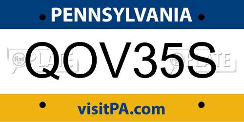 QOV35S Pennsylvania License Plate