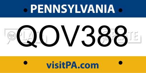 QOV388 Pennsylvania License Plate