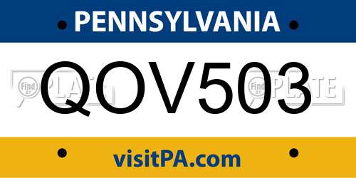 QOV503 Pennsylvania License Plate