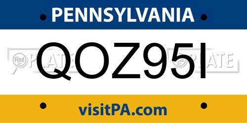 QOZ95I Pennsylvania License Plate