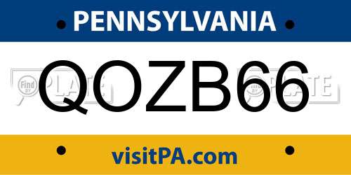 QOZB66 Pennsylvania License Plate