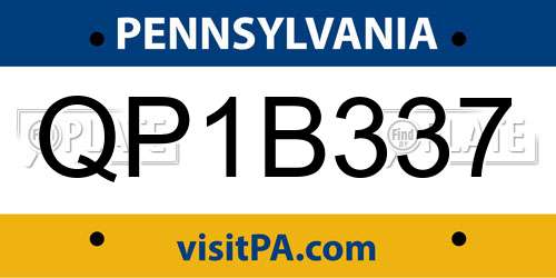 QP1B337 Pennsylvania License Plate