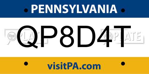 QP8D4T Pennsylvania License Plate