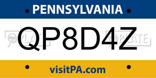 QP8D4Z Pennsylvania License Plate