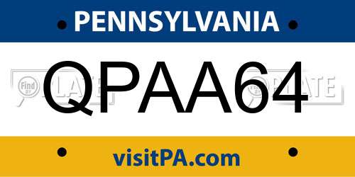 QPAA64 Pennsylvania License Plate