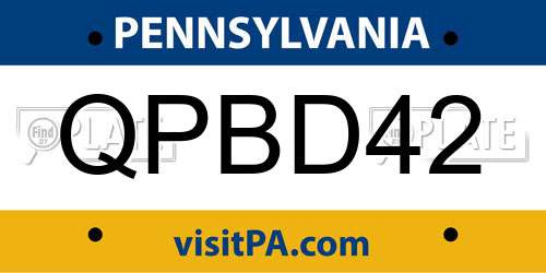 QPBD42 Pennsylvania License Plate