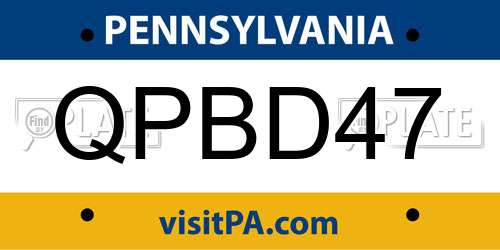 QPBD47 Pennsylvania License Plate