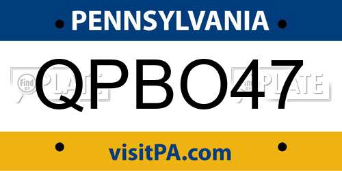 QPBO47 Pennsylvania License Plate