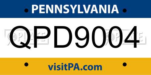 QPD9004 Pennsylvania License Plate