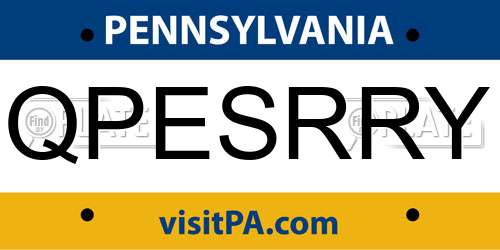 QPESRRY Pennsylvania License Plate