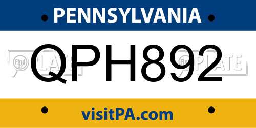 QPH892 Pennsylvania License Plate