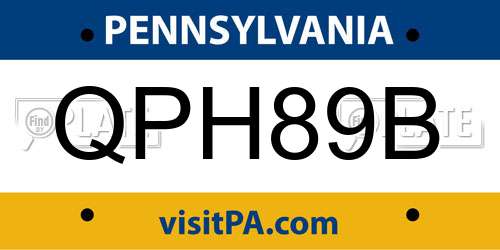 QPH89B Pennsylvania License Plate