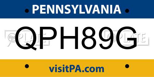 QPH89G Pennsylvania License Plate
